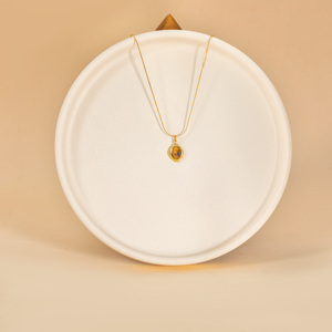 Collana con Ciondolo Classica all'Ingrosso in Occhio di Tigre Naturale Ovale con Catena in Acciaio Inox Placcato Oro 18K Regalo per Donne per Feste e <span class=keywords><strong>Vita</strong></span> <span class=keywords><strong>Quotidiana</strong></span> - Product Image 6