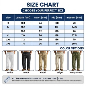 <span class=keywords><strong>Pantaloni</strong></span> Estivi in Cotone e Lino da <span class=keywords><strong>Uomo</strong></span>, Larghi e Comodi, Gamba Larga 180gsm, Gamba Dritta con Coulisse, Casual, Lunghi - Product Image 5