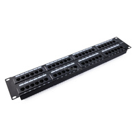 Panel Patch Kabel Data Center 19 Inch 1U Rack Mount 48 Port Cat5 UTP RJ45 100MHz 110 IDC Bersertifikasi CE RoHS untuk Jaringan Keystone