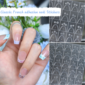 1 pochoir transparent pour nail art français, modèle pour aérographe, pochoir creux pour <span class=keywords><strong>manucure</strong></span> française, décalcomanies pour décoration d'ongles - Product Image 1