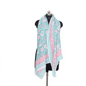 Hand Block Printed Cotton Sarong for Women Lightweight Summer <b>Beach</b> <b>Wrap</b> Scarf Swimwear Cover-Up Pareo Gift for women - Product Image 1