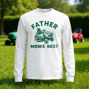 T-shirt à manches longues pour adulte, en coton, décontracté, toutes saisons, imprimé doux, Father Mows Best Lawn Mower Dad Gardener - Product Image 3