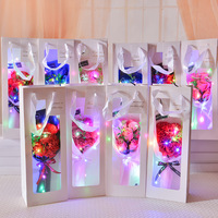 Groothandel LED verlichte zeep roos bloemenboeket raam cadeauzakje zeep bloemenboeket voor Valentijnsdag Moederdag bruiloft cadeau