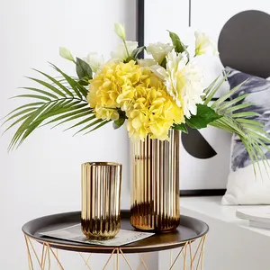 tabletop decoration 3 pcs metal gold european ceramic vase home decor