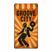 Plaque Murale Métallique Vintage Rétro en Aluminium, Décoration Murale Rectangulaire Imprimée Effet Vieilli pour Bar, Plaque Métallique Musicale