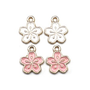 Colgantes de flor de cerezo de aleación de zinc esmaltados para la fabricación de pendientes, accesorios de joyería F0148 - Product Image 5
