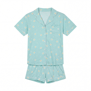 Pigiama Estivo da Donna Personalizzabile Stampato ODM, Set 2 Pezzi con Spalline Sottili e Maniche Corte, Motivo Floreale, Morbido e Profumato - Product Image 2