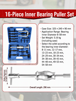 Kit d'extraction professionnel de roulements à billes encastrés 16 pièces avec marteau à inertie et extracteur interne de pont de contrepoids 8-58 mm