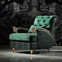 Fauteuil de détente de style italien, luxe léger, en cuir véritable, design serpent, cuir de crocodile, fauteuil individuel