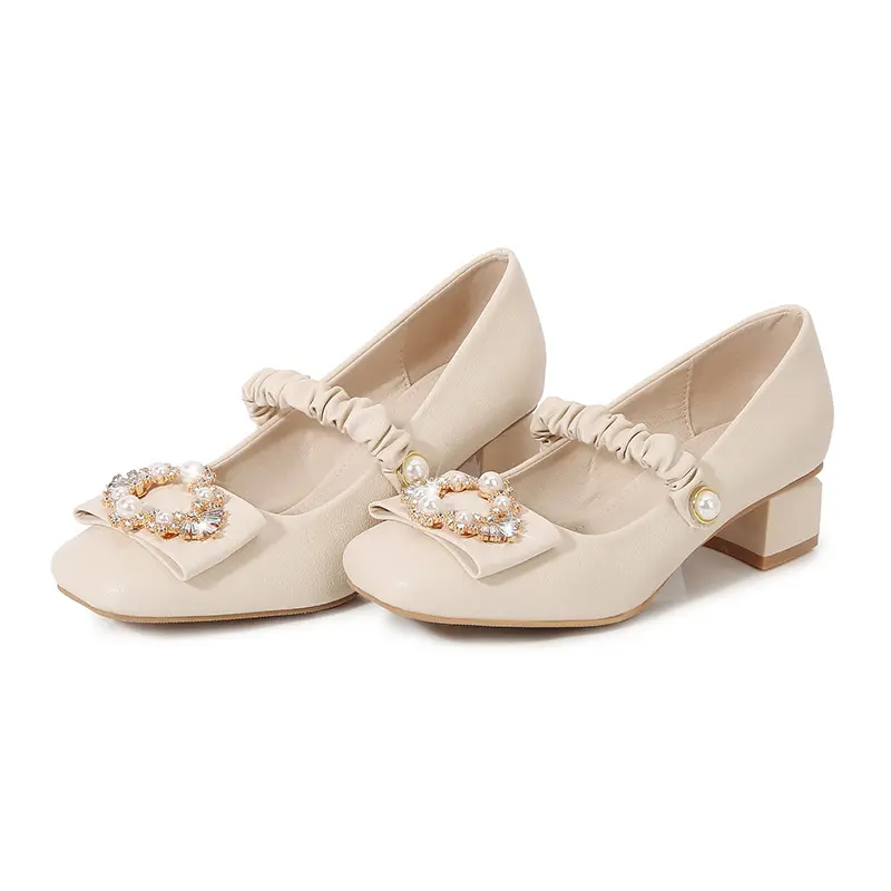sh10737a Elegent Women Fashion Mid Heel Shoes Rhinestone Comfortable Ladies Heels For Wedding