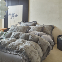 Ensemble de literie décoratif baroque de luxe avec franges, grand couvre-lit avec 2 taies d'oreiller