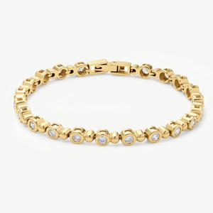 Bracciale Tennis Classico LUCKYJIU Personalizzato, Impermeabile, Antiossidante, Ipoallergenico, Placcato Oro 18k con Zirconi per Donne - Product Image 1
