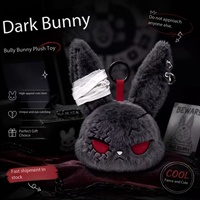 Nouvel Arrivage en Gros : Porte-clés en Peluche Tête de Lapin Sombre, Design Anime, Doux, Idéal pour Pâques, Halloween, Cadeau ou Pendentif de Sac