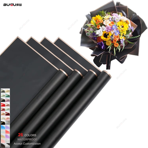 Vente en gros de papier d'emballage coréen pour fleurs Papier cadeau coréen noir et doré pour fleuriste Saint-Valentin - Product Image 1
