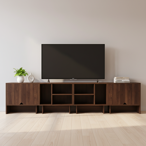 Mobile <span class=keywords><strong>TV</strong></span> Grande da 240 CM <span class=keywords><strong>in</strong></span> <span class=keywords><strong>Legno</strong></span> con Ripiani e Armadietto Contenitore per Soggiorno - Product Image 1