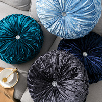 Luxe brillant plissé velours citrouille 35x35cm doux confortable velours oreiller de sol diamant décor pour canapé oreillers lombaires coussins de siège