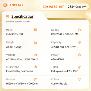 ตู้จำหน่ายสินค้าอัตโนมัติแบบแช่เย็นสำหรับใช้งานกลางแจ้ง ยี่ห้อ BD OEM รองรับบัตรเครดิต เหมาะสำหรับศูนย์การค้า ผลิตจากสแตนเลส บริการต่อเนื่อง 24/7 ได้รับมาตรฐาน CE และ RoHS - Product Image 4