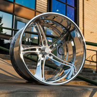 Jantes forgées chromées personnalisées RCSR 22 24 26 pouces 6 trous 6x139.7, jantes en alliage à déport profond et design à lèvre large pour Chevy Silverado Ford F150