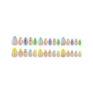 Lot <span class=keywords><strong>de</strong></span> 30 faux ongles press-on faits main, motif floral 3D en relief, coquillage marin, paillettes gelée, pour fêtes et usage quotidien - Product Image 5