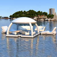 Bar aquatique gonflable, plateforme flottante avec auvent, canapé gonflable, quai flottant connectable pour yacht pour loisirs nautiques