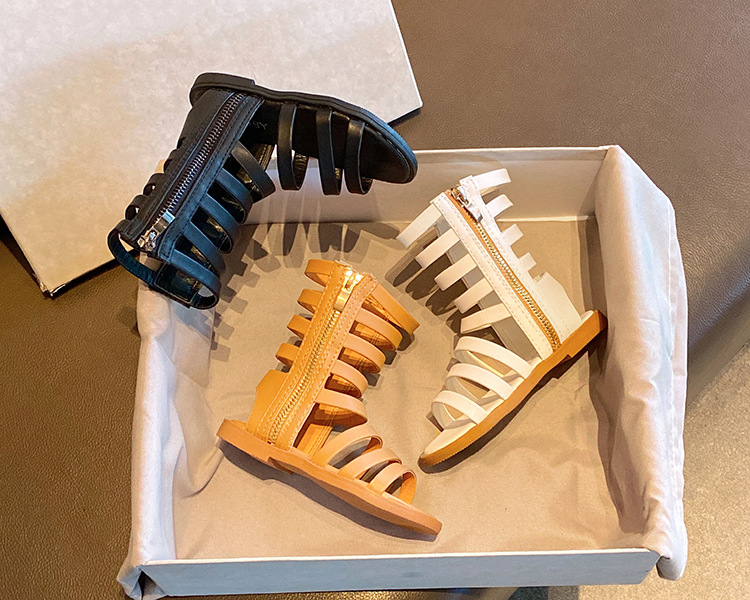 Детские сандалии в Корейском стиле, летние открытые римские сандалии с открытым носком и высоким верхом, детская обувь на ремешке, новинка 2021