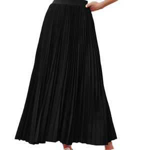 Jupe longue plissée de haute qualité pour femmes, élégante, tendance, tissu doux, léger et respirant, jupe longue élégante pour femmes - Product Image 1