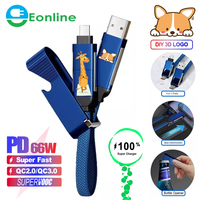 EONLINE Ouvre-bouteille 6 en 1, câble de charge super rapide de type C pour iPhone 14, chargeur Huawei, câble en silicone liquide coudé