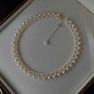 Super Fairy Ladies' S925 <b>Silver</b> <b>Necklace</b> Hand Woven <b>Pearl</b> Collarbone Chain New Style From Manufacturer's Collection - Product Image 3