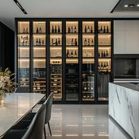 Armoire à vin haut de gamme en acier inoxydable, mobilier de maison, cave à vin de villa, humidité et température constantes