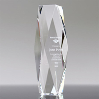 Trophée personnalisé en cristal K9 en forme de colonne, plaque de récompense en cristal gravée avec logo et texte pour souvenir d'entreprise