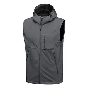 Winter Custom Softshell Gilet Heren Grijs Outwear Vest Met Capuchon