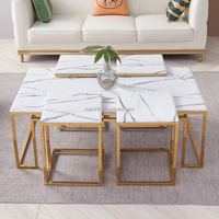 Ensemble de table classique pour salon, ensemble de table basse, meubles en acier inoxydable