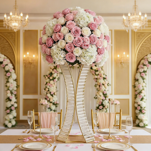 Support floral en acrylique LANJO, centre de table de luxe, décoration pour événements de mariage, ornement de bureau, support à fleurs, décoration de fête - Product Image 3