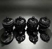 Pot de rangement décoratif en cristal noir, pot à bonbons multifonctionnel pour bonbons, bougies, petits fruits, bijoux, décoration de la maison, cadeau