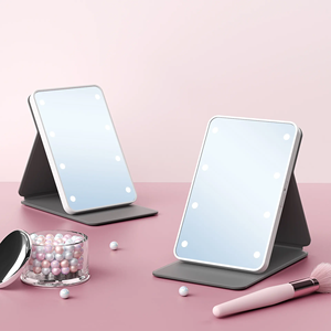 Chất Lượng Cao Gấp Màu Hồng PU Da Túi Gương Biểu Tượng Tùy Chỉnh Di Động Đứng Du Lịch PU Nhỏ Gọn Gương Cho <span class=keywords><strong>Make</strong></span> <span class=keywords><strong>up</strong></span> - Product Image 5