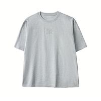 T-shirt pour homme en coton peigné APO OEM/ODM, tissage lâche, respirant, brodé, anti-déformation, mélange de fibres élastiques, motif lettres