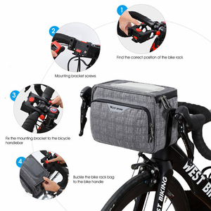 WEST BIKING Sacoche de guidon de vélo 3-en-1 grande capacité étanche avec écran tactile pour téléphone, pour VTT et vélo de route - Product Image 5