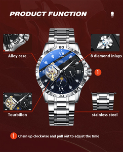 Tisselly Nieuwste Hot Sale Heren Mechanische Horloge Luxe Roestvrij Staal Automatische Polshorloges Hoge Kwaliteit Functie Horloges Man - Product Image 5