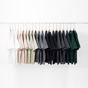 Drop Shoulder High Quality Men's 300 Grams T shirt Solid 100% Cotton Tshirt Custom Logo O-Neck Short Sleeve Fitness T-Shirts - Product Image 4