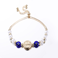 14K or rouge bleu mauvais yeux perles zircon réglable vierge guadalupe saint san juda tadeo mort santa muerte pulsera bracelet