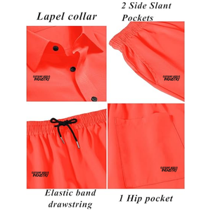 Ensemble deux pièces décontracté pour homme, col tailleur, manches courtes, couleur unie, tissage respirant, idéal pour l'été - Product Image 4