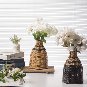 Vase vintage tissé à la main, forme irrégulière, vase à fleurs pour table, décoration artisanale pour la maison, vase pour fleurs séchées - Product Image 1