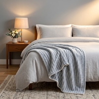 Plaid Doux et Chaud Réversible en Polaire Jacquard 3D Texturé PV, Idéal pour Canapé-Lit et Maison