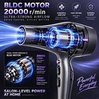 Torlin Schnelltrocknender Haartrockner 8 Lüfterblätter Große Kleine Düsen Leichtgewichtig 400g Lackierte Oberfläche Salon-Haartrockner 2300 Watt