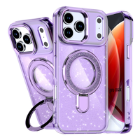 Fabricant chinois d'étuis de téléphone, étui de téléphone magnétique transparent en TPU avec paillettes de qualité supérieure, avec béquille pour iPhone 17 16 15 Pro Max