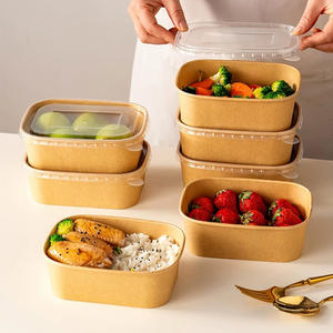 กล่องกระดาษสี่เหลี่ยมสำหรับใส่อาหารแบบมีฝาปิด สำหรับบรรจุสลัดและขนมปัง - Product Image 1