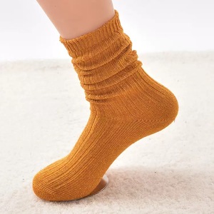 Chaussettes mi-hautes de haute qualité pour filles, tube moyen vertical, mode, fil épais doré et argenté, chaussettes de loisirs 2025 - Product Image 5