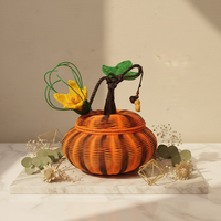 Panier de rangement haut de gamme tissé à la main bleu, décoration et rangement pour Halloween, double usage, bleu avec poignée