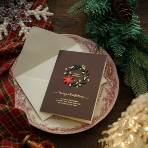 Carte de Noël de taille moyenne avec enveloppe pour la décoration des fêtes, carte de Noël vintage faite à la main pour offrir en cadeau - Product Image 5