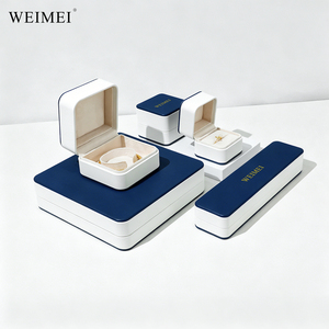 WEIMEI custom logo PU <b>leather</b> jewelry box <b>Leather</b> Engagement Necklace <b>Bracelet</b> Ring Premium Jewellery Packaging - Product Image 5